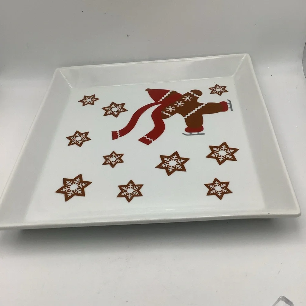 Crate&Barrel White Ceramic Christmas Serving Plate